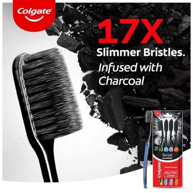 Colgate Slimsoft cepillo de dientes manual de carbón para adultos (compre 2... 2