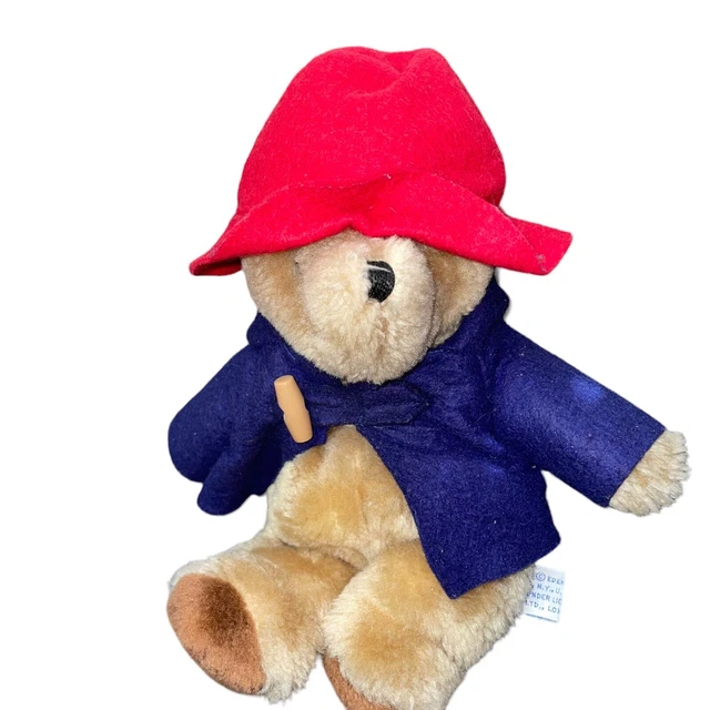 Paddington Bear Eden Toys Plush Stuffed Animal Red Hat Blue Coat 10" Vintage