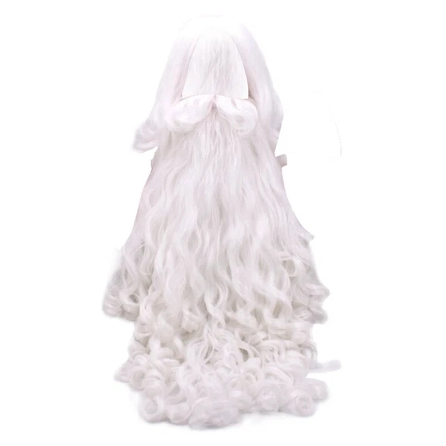 Parrucche di Natale cosplay Babbo Natale parrucche bianche ricci V6K4