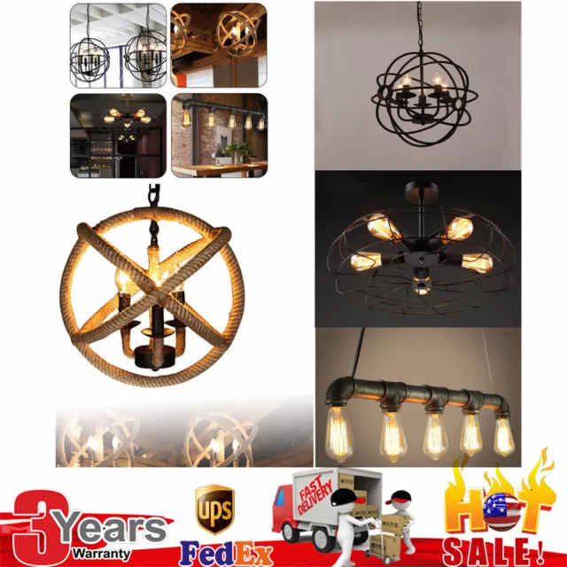 Retro Edison Loft DIY Industrial Lamp Fixture Hanging Ceiling Light Pendant US