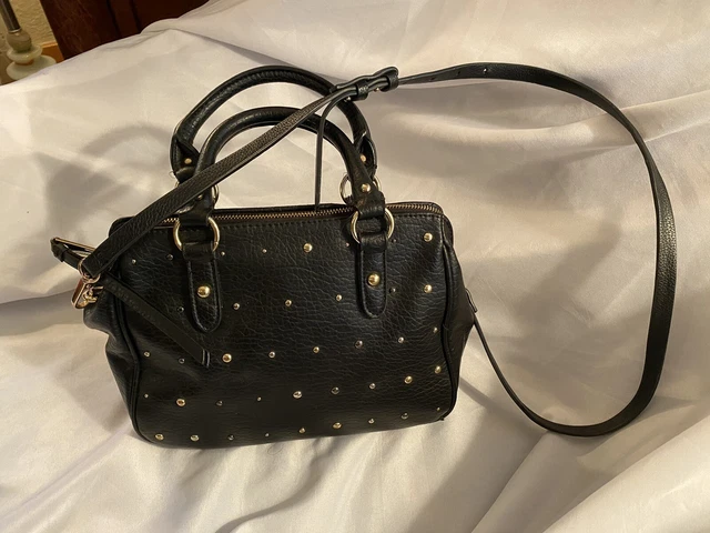 Juicy Couture Bag Gold Studded Purse Black Vegan Medium Y2K Blue Lining