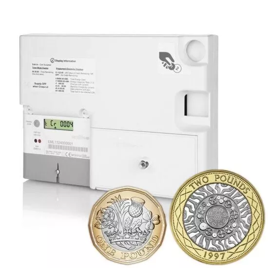 Emlite Electric Digital £1 £2 Sterling Operated Dual Coin Prepayment 100A Meter