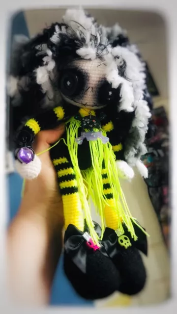 Gothic Doll Yellow Horror Zombie toy Handmade Soft Punk Rock Artist Alternative