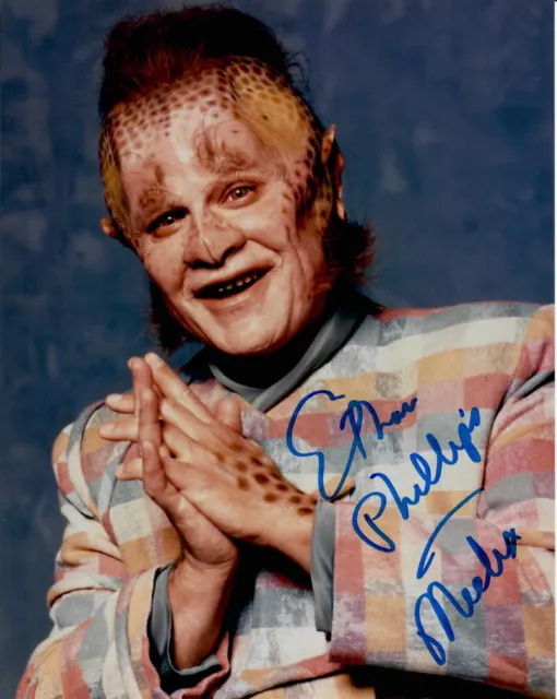 Autografo originale Ethan Phillips come Neelix da Star Trek, foto vera 20x25 cm