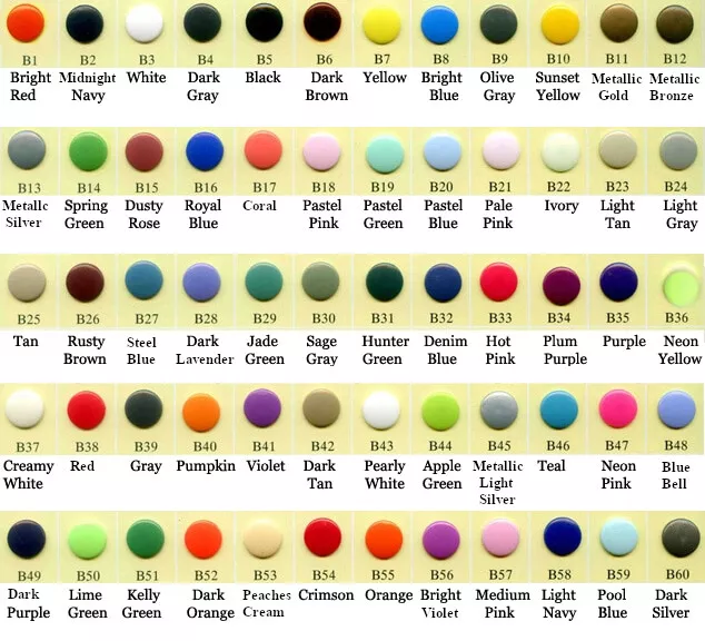 Size 20 T5 KAM Snaps, Plastic Snaps, Snap buttons 60 colours - Aussie seller