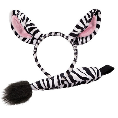 Adult / Child Zebra Ears and Tail Set Headband Fancy Dress Costume Accessory