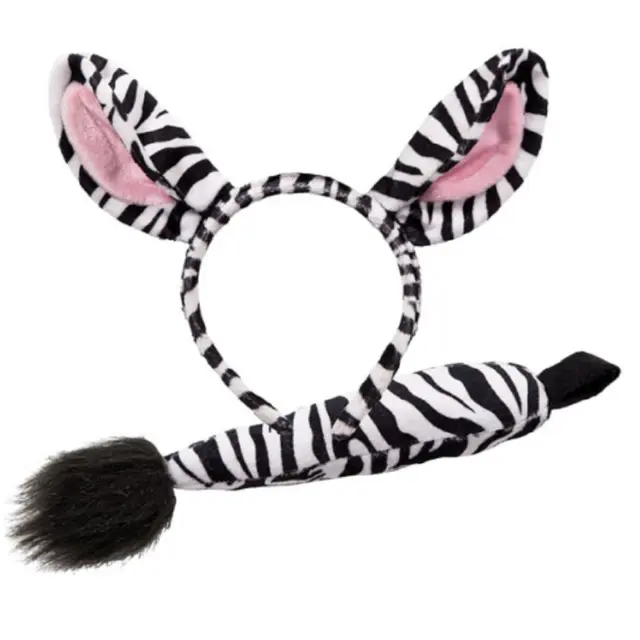 Adulto/Bambino Zebra Orecchie e Coda Set Fascia Accessorio per Costume