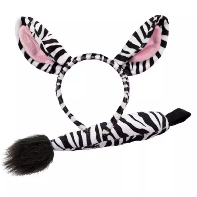 Adulto/Bambino Zebra Orecchie e Coda Set Fascia Accessorio per Costume