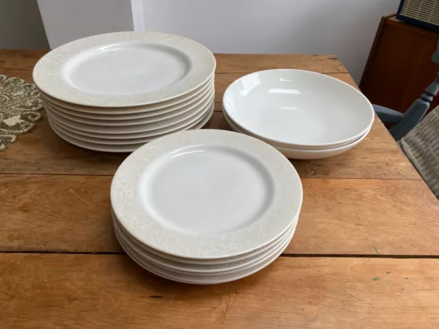 Denby Monsoon Lucille Gold Dinner Plate Side Salad Pasta Bowl Set - Individual