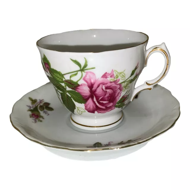 Platillo de taza de té floral vintage Royal Vale Albert Bone China flores rosadas Inglaterra