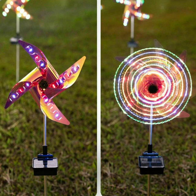 2 Stk LED Solar Windmühle Solarleuchte Lampe Licht Landschaftslampe Garten Deko