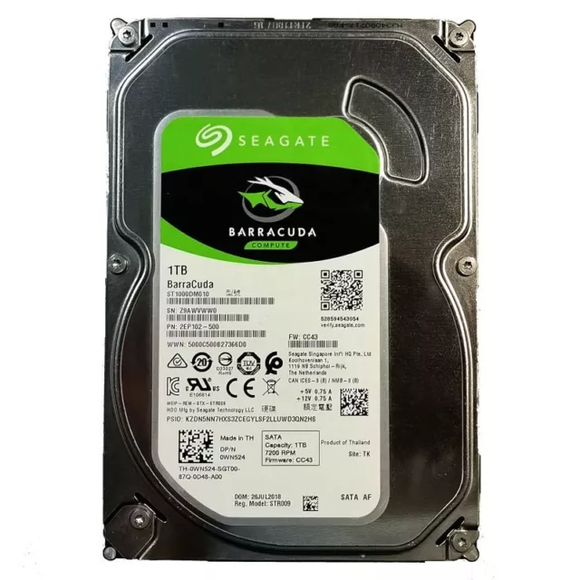 Seagate BarraCuda 1000GB Internal 3.5" (ST1000DM010) 64MB Cache HDD Hard Drive