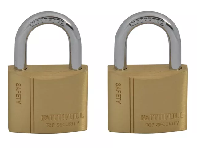 Faithfull Brass Padlock Keyed Alike 2 x 40mm FAIPLB40KA