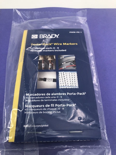 Brady PWM-PK-1 Vinyl Porta-Pack Wire Markers 45 per Pg 0-9 *NEW* In Sealed Bag