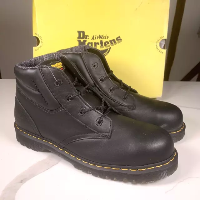 DR. MARTENS MEN S Size UK 13 Black Leather Safety Boots Toetectors