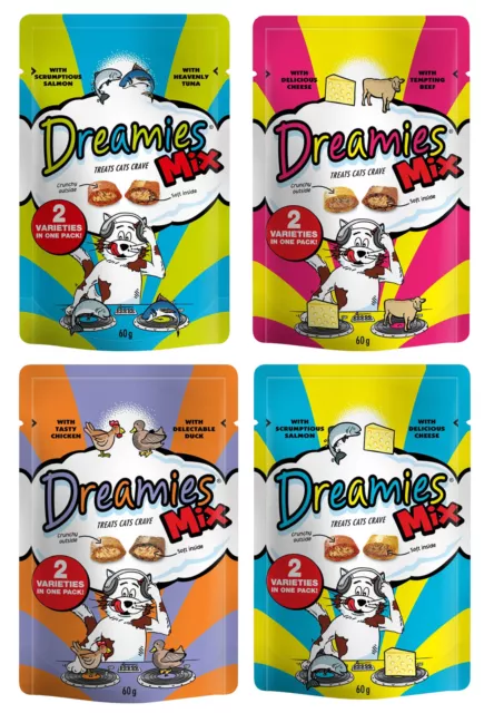 Dreamies Cat Treats 60g Mixed Flavours - Miltiple Bulk Buy Options