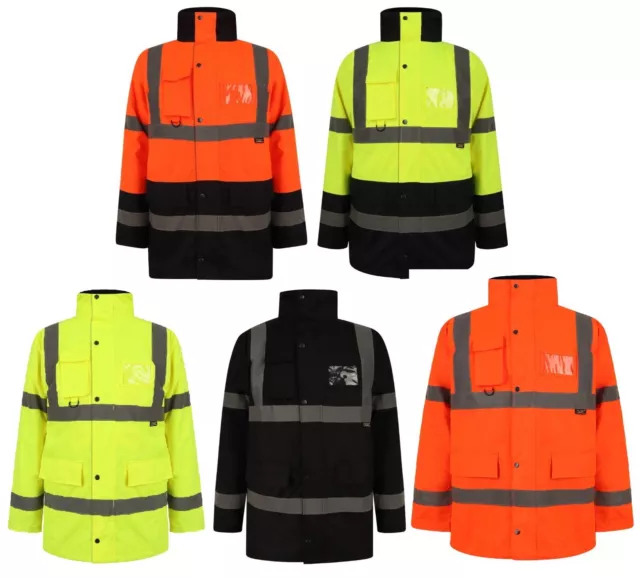 Mens Hi Viz Parka Waterproof Workwear high visibility Jacket