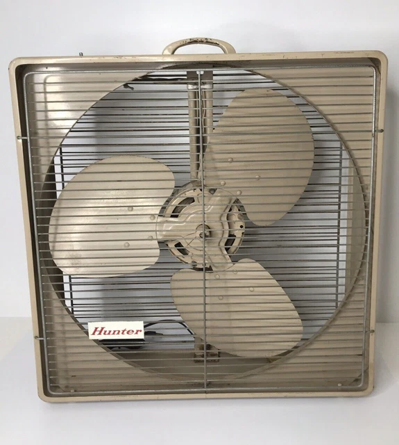 VINTAGE HUNTER 2SPEED Window Box Fan All Metal Tan/Taupe 22