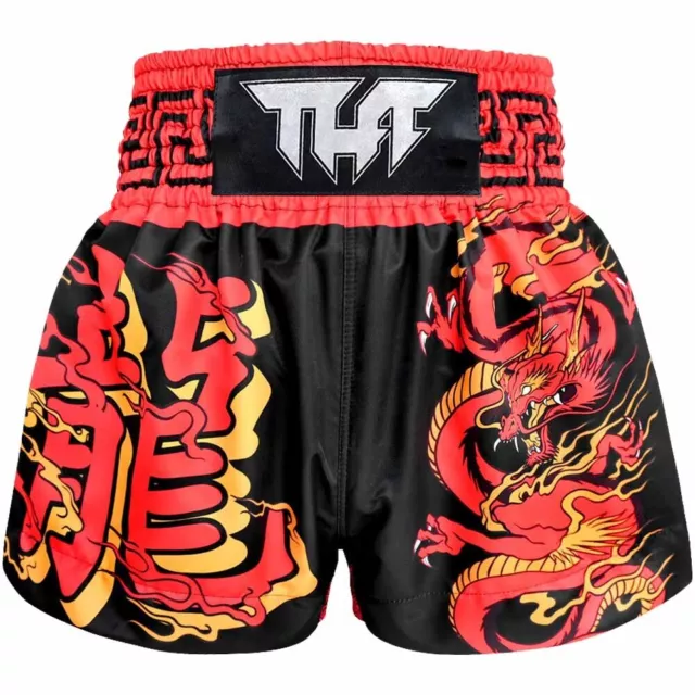 Tuff Chinese Dragon Black/Red Thai Boxing Shorts