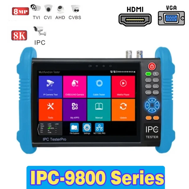 IP Kamera Tester, IPC-9800 Plus Serie 7 IP-CCTV Tester 4K H.265 TVI CVI