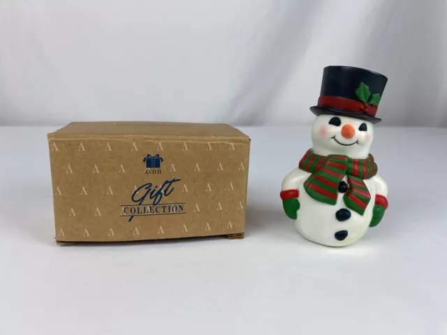 Vintage Avon Snowman Top Hat Salt & Pepper Shaker Set w/ Original Box Stackable