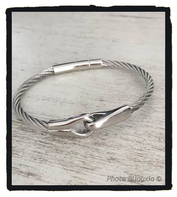 Lot De 3 Bracelets Homme Acier Inoxydable Argenté - Style Jonc, Neuf Sans Emballage