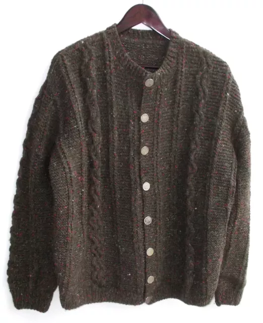 Herren Trachten Strick Janker/Jacke braun bunt meliert m. Zopfmuster ca. Gr. 56