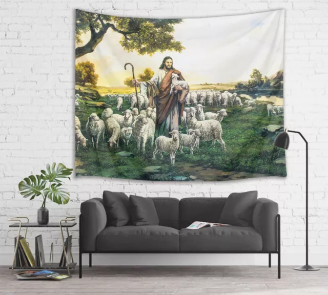 Christ Jesus Shepherd Tapestry Wall Hanging Art Decor for Bedroom Living Room