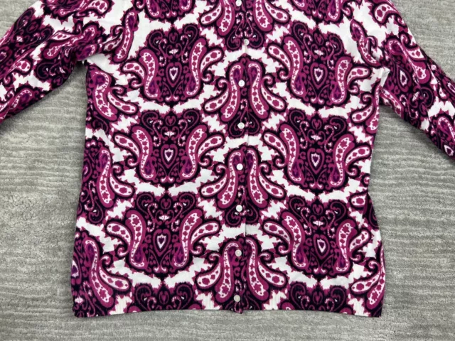 Madison Sweater Womens Large Pink Paisley Fine Gauge Cotton Cardigan 3