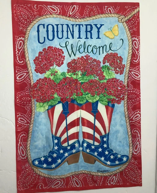 Garden Flag Welcome Country Living Decor Flag Cowboy Boot Summer 4th Deb Strain