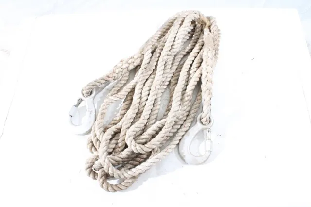 Old Rope 10 Meter With 2 Carabiner Hooks Rescue Rope Fire Brigade DDR Decor
