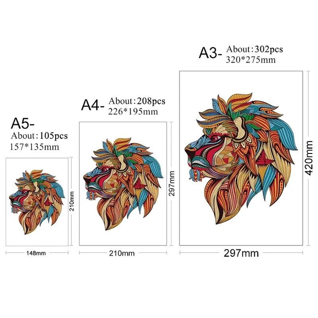 Lion Animal Puzzles Adults Children DIY Wooden Jigsaw Birthday Christmas Gifts 7