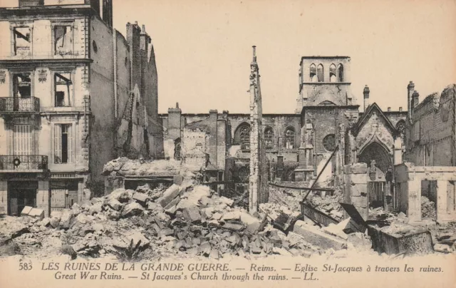 CPA 51 REIMS Les Ruines de la Grande Guerre Eglise Saint Jacques à travers les r