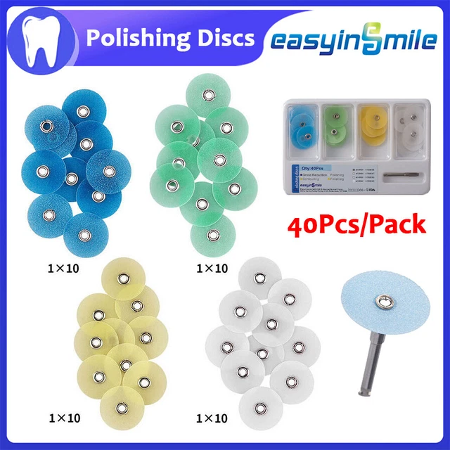40PC Finishing Polishing Discs Dental Contouring Gross Reduction Mandrel Stripes