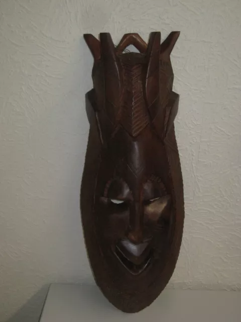 GROSSE SCHWERE AFRIKA MASKE WANDMASKE  TEUFEL HANDGESCHNITZT 60 cm  TOP NACHLASS