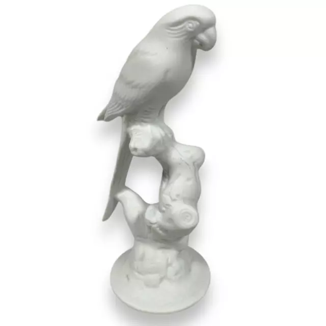 KPM Porcelain Bisque Bird Figurine White Unglazed Unpainted Bavaria Germany 6"