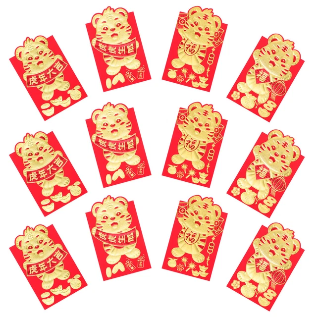 60 Pcs Year The Tiger Red Envelope Paper Chinese Ampao Money Bag Lucky