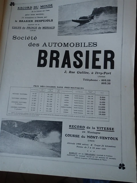 BRASIER DESPUJOLS MONACO MONT VENTOUX  publicité papier ILLUSTRATION 1910