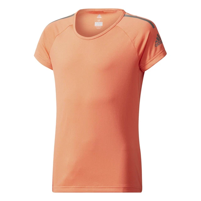 T-Shirt Adidas Bambina Arancio Scuola Atletica Sport Moda Corsa Allenamento...