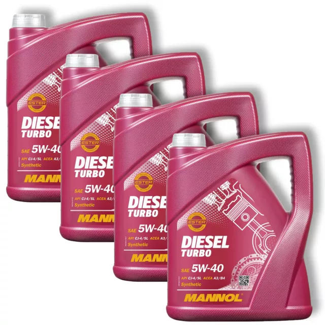 4x 5L Mannol Diesel Turbo Motoröl 5W-40 ACEA A3/B4 VW 502.00 505.00 MB 229.5