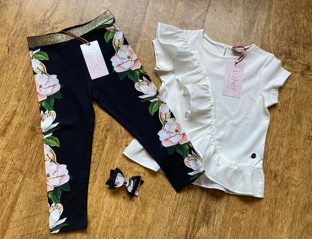 Ted Baker nuovo 18-24 mesi top leggings set abito floreale 1,5-2 nuovi con etichette cotone opale