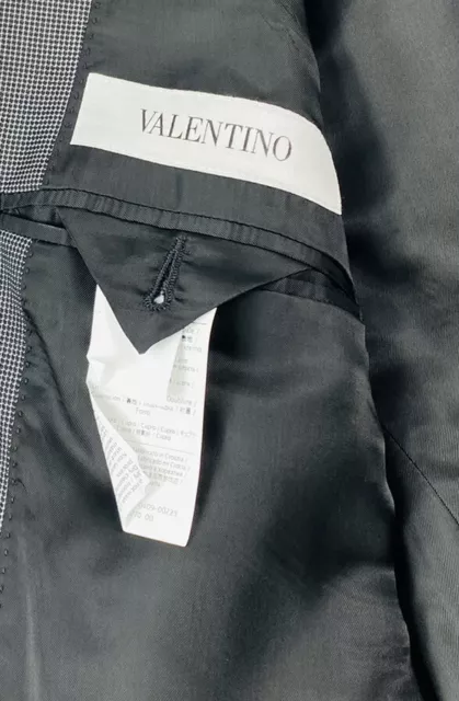 Valentino Current Fleece Wool Silk Gray Checked Mens Blazer Size 42R NWOT 3