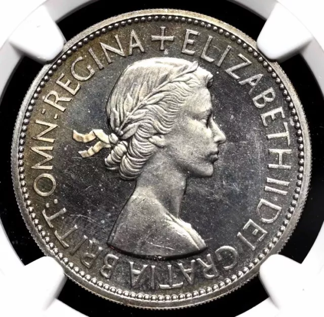 1953 Great Britain PROOF CAMEO Half Crown 1/2C NGC PF65, Elizabeth II Coronation