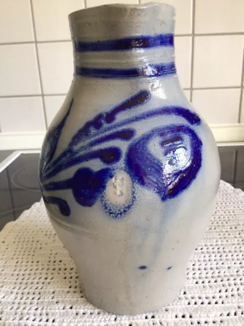 Weinkrug Krug Bembel Vorrats Topf Karaffe Steingut Keramik Glasiert blau 1 Liter