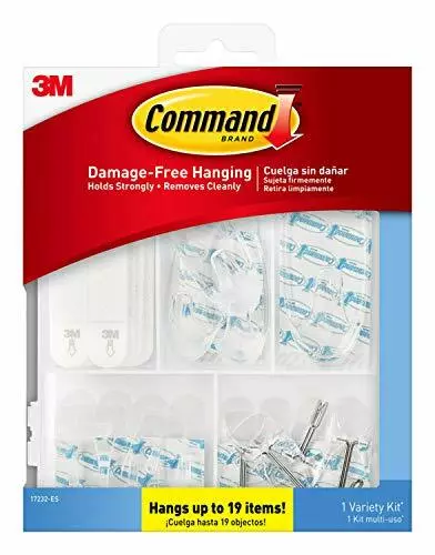 Command Clear Variety Kit, 17232-ES, Hooks and Strips to Hang Up to 19 Items