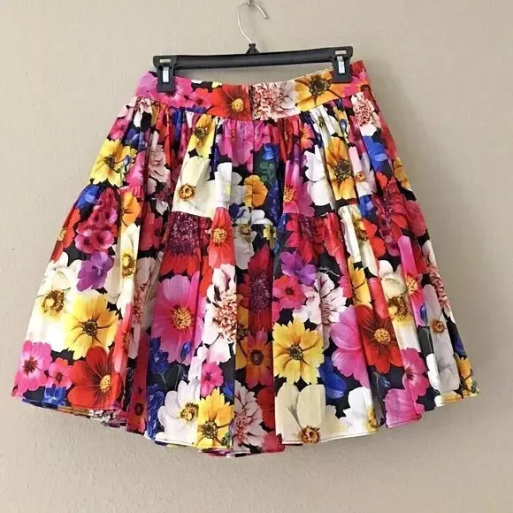 NWT AUT Dolce&Gabbana Floral Print Tiered Mini Skirt sz IT 44/ US 8