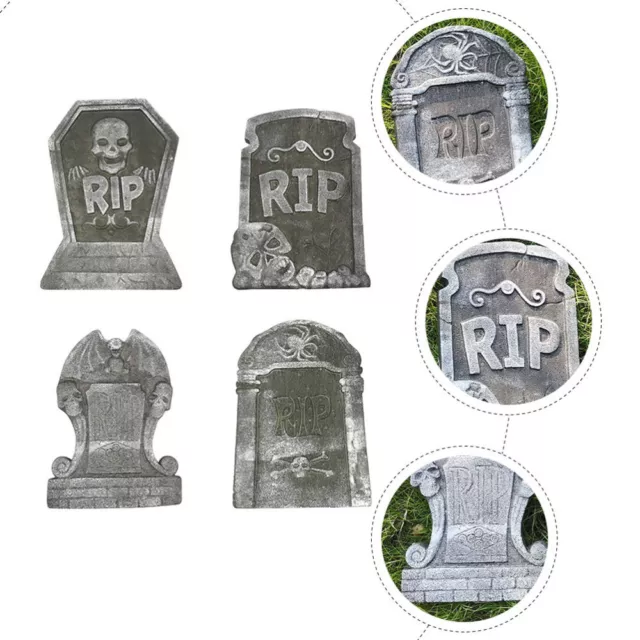 4 Pcs Yard Decor Party Fake Headstone Simulated Tombstone Halloween 2