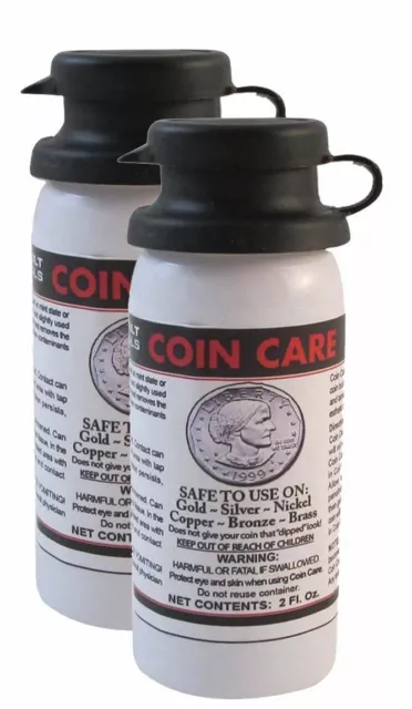 2 Coin Care Cleaner Brightener Cleaning Fluid Gold Silver Copper Brass Nickel