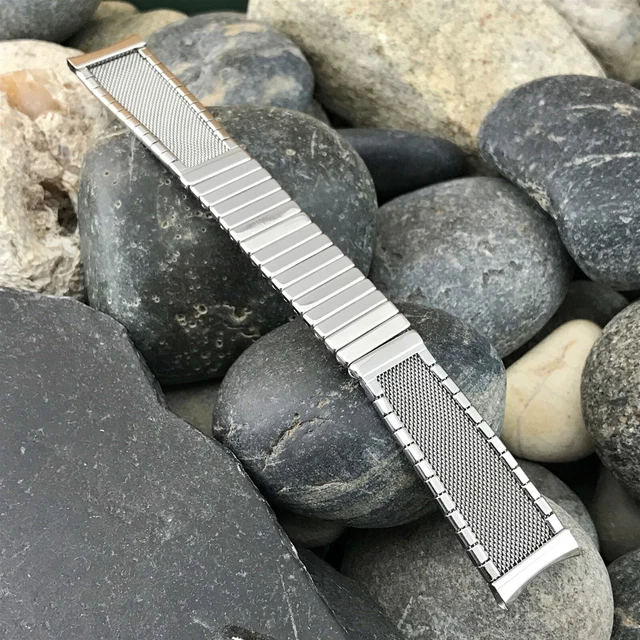 rare 17.25mm 1960s Stainless Steel Mesh JB Champion nos Vintage Watch Band