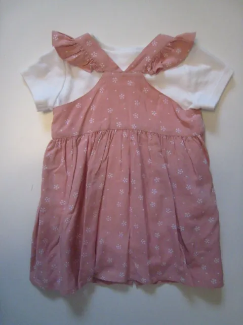 New F&F Baby Girls Floral Dress & Top 2 Piece Outfit Set - 3-6 Months - Free P&P 2